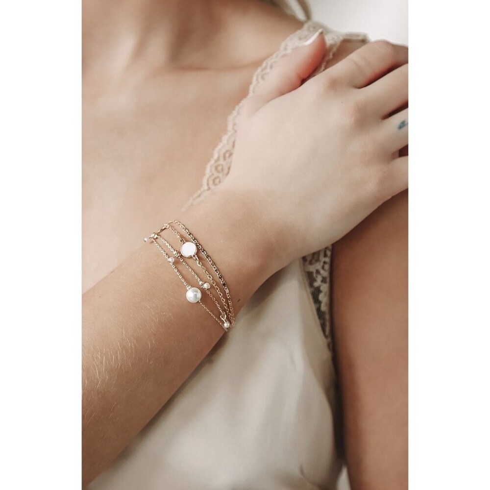Lulus Charm Appeal Gold And Pearl Layered Bracelet